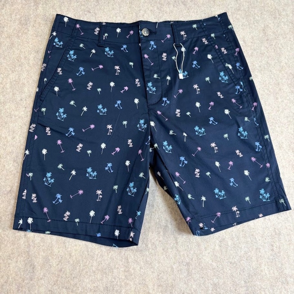 Cotton & Co Shorts Boys14 Navy Blue Cotton Blend Palm Tree Tropical Chino Summer